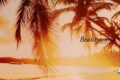 Tropical beach scene with palm trees, orange sunset hues, and a boat on calm water; 'Beautyworld' text overlays the image.