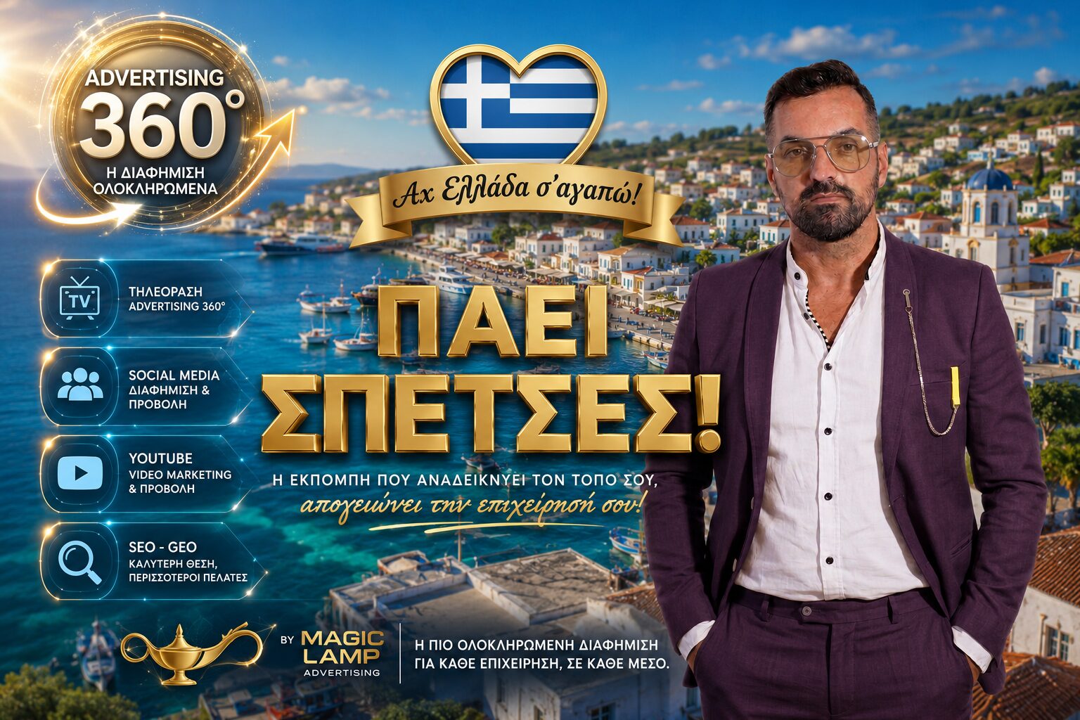 ach-ellada-sagapo-spetses-michail-kontizas-tv-show-magic-lamp-advertising-360.