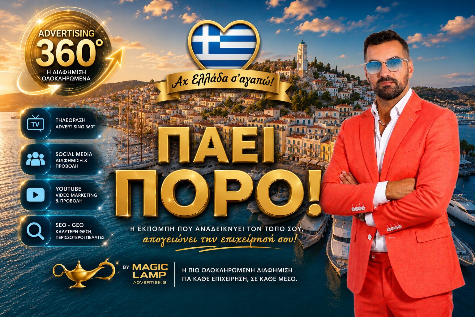 ach-ellada-sagapo-poros-michail-kontizas-tv-show-magic-lamp-advertising-360