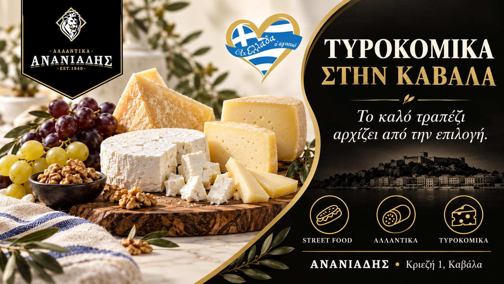 Ανανιάδης Καβάλα · Τυροκομικές επιλογές · γραφιστική εικονογράφηση Magic Lamp