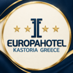 EUROPA HOTEL Καστοριά | Λογότυπο EUROPA HOTEL KASTORIA GREECE σε μπλε και χρυσό | Magic Lamp Λογότυπο EUROPA HOTEL KASTORIA GREECE σε μπλε και χρυσό — EUROPA HOTEL Καστοριά