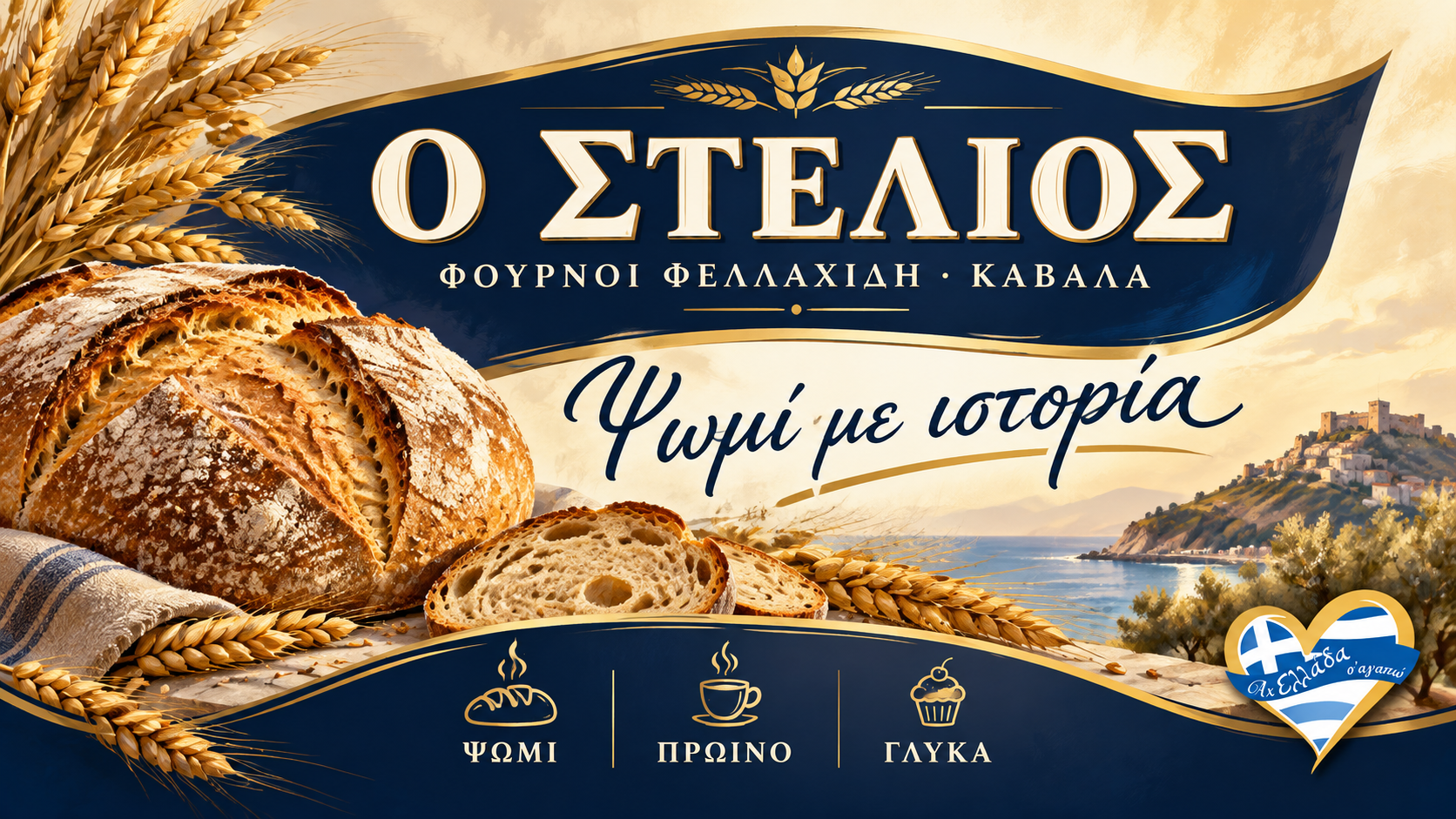 Φούρνοι Φελλαχίδη · Ψωμί και αρτοποιήματα · γραφιστική εικονογράφηση Magic Lamp