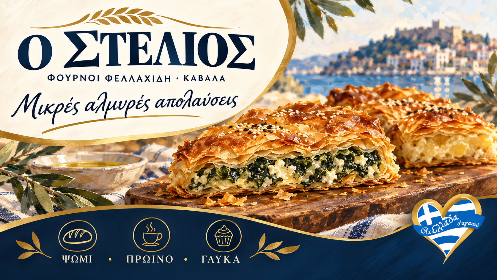 Φούρνοι Φελλαχίδη · Αλμυρές επιλογές · γραφιστική εικονογράφηση Magic Lamp
