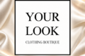Λογότυπο YOUR LOOK Clothing Boutique σε ιβουάρ σατέν φόντο — YOUR LOOK Καστοριά