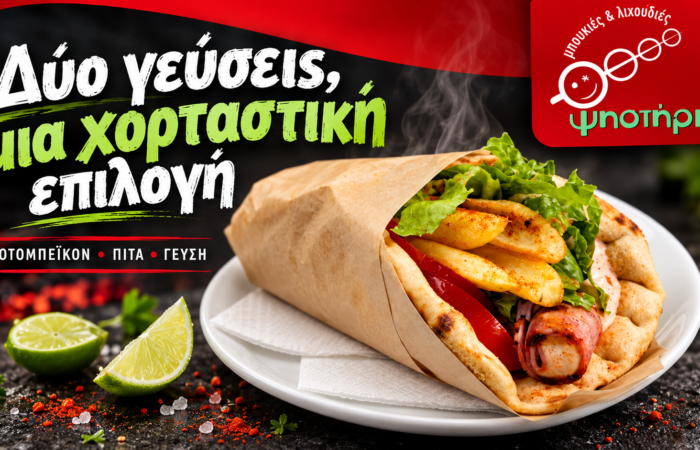Χορταστική πίτα κοτομπέικον με ντομάτα και πράσινη σαλάτα — Ψηστήρι Καστοριά