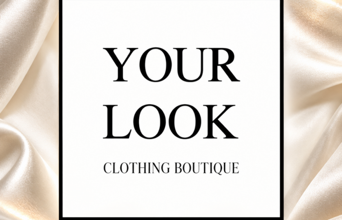 Λογότυπο YOUR LOOK Clothing Boutique σε ιβουάρ σατέν φόντο — YOUR LOOK Καστοριά